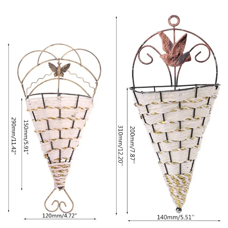 

Rattan Flower Basket Pot Wall Hanging Planter Green Plant Vase Holder Ornament