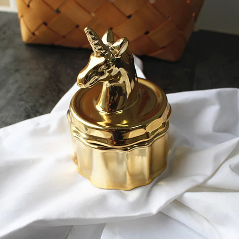 Ретро корт керамические животные конфеты банка единорог коробка ювелирных
