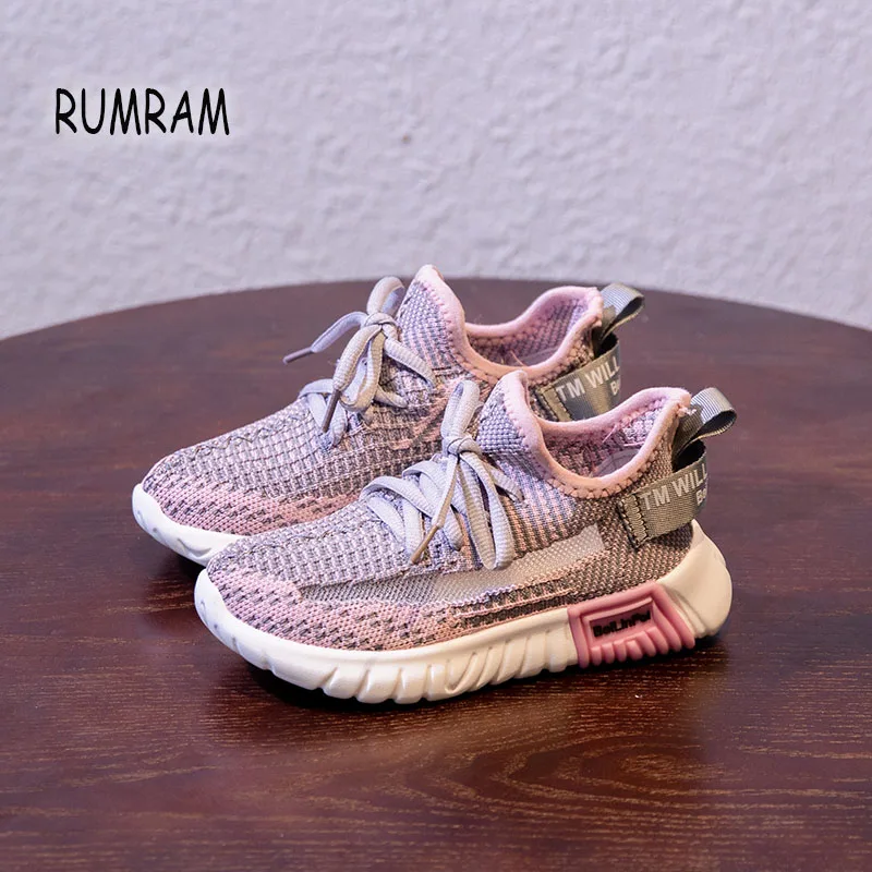 RUMRAM Kids Shoes For Girl Boy Lace-up Mesh Spring Summer Autumn Unisex Breathable Solid Color Casual Running Sneakers | Детская одежда