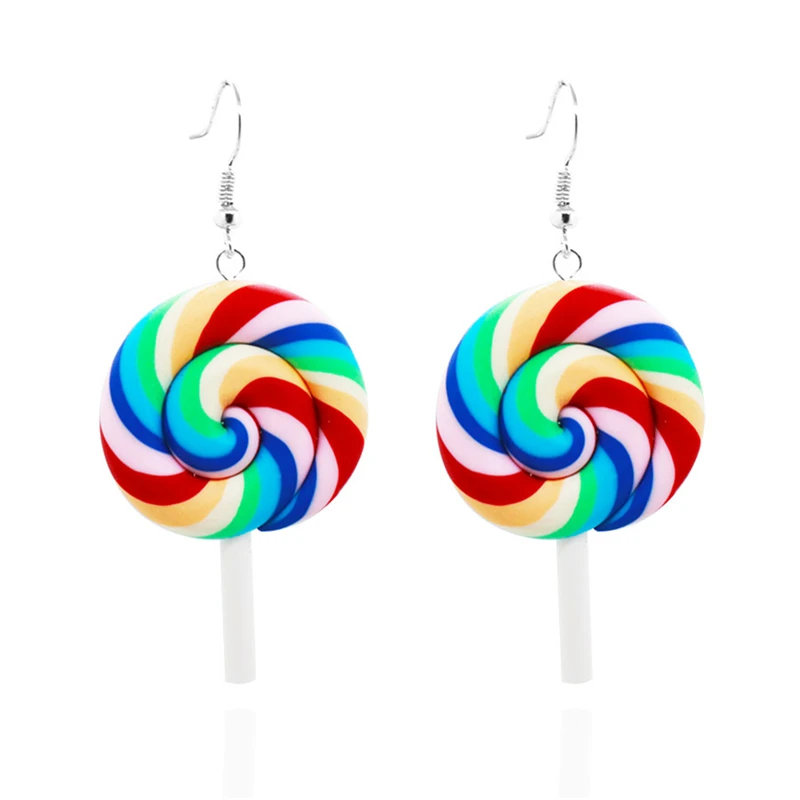 Женские серьги для девочек радужные в виде леденцов карамельный костюм