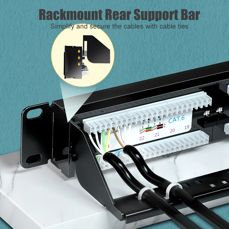 SAMZHE 24-портовый прямой патч-панель CAT6 RJ45 сетевой кабель адаптер Keystone разъем Ethernet