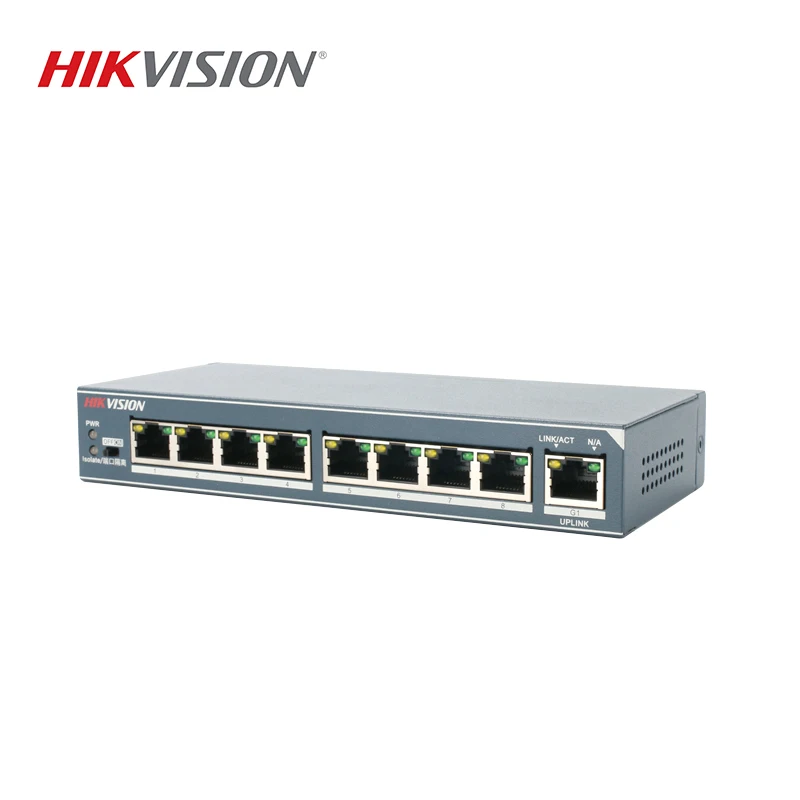 Коммутатор Hikvision не управляемый 8 портов s 10/100 Мбит/с 1 порт 1000 металлический