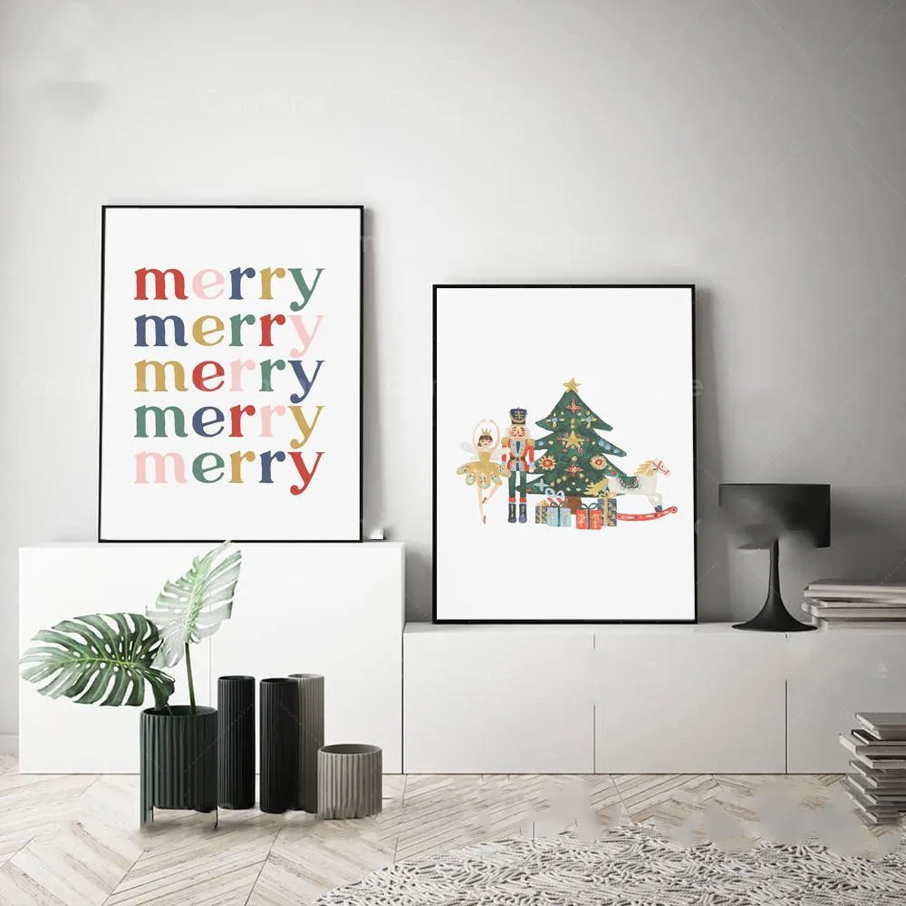 Мультяшная картина-гайкер на холсте Рождественский постер настенные