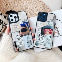 ins luxury mirror phone case for coque iphone 12 11 pro xs max xr se 2020 7 8 plus x soft tpu boy girl label back cover coque