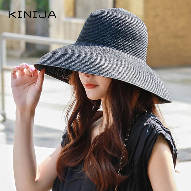 Шляпа женская с широкими полями соломенная защитой от ультрафиолета|Женские