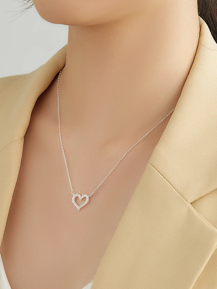 

ZEMIOR Heart-Shaped 925 Sterling Silver Pendant Necklaces For Women Cubic Zirconia Girl Necklace Anniversary Fine Jewelry Best
