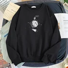 Мужская толстовка с капюшоном, с рисунком космонавта на Луне, теплая, винтажная, уличная мода