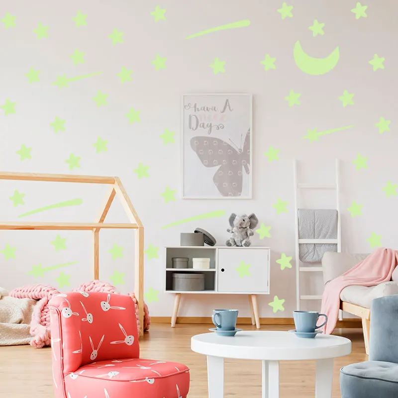 Фото 103 pcs Luminous stars meteor moon Wall Sticker for kids room living bedroom decoration decals Glow in the dark 3D Stickers Дом и сад 103 pcs Luminous stars meteor moon Wall Sticker for kids room living bedroom decoration decals Glow in the dark 3D Stickers Дом и сад