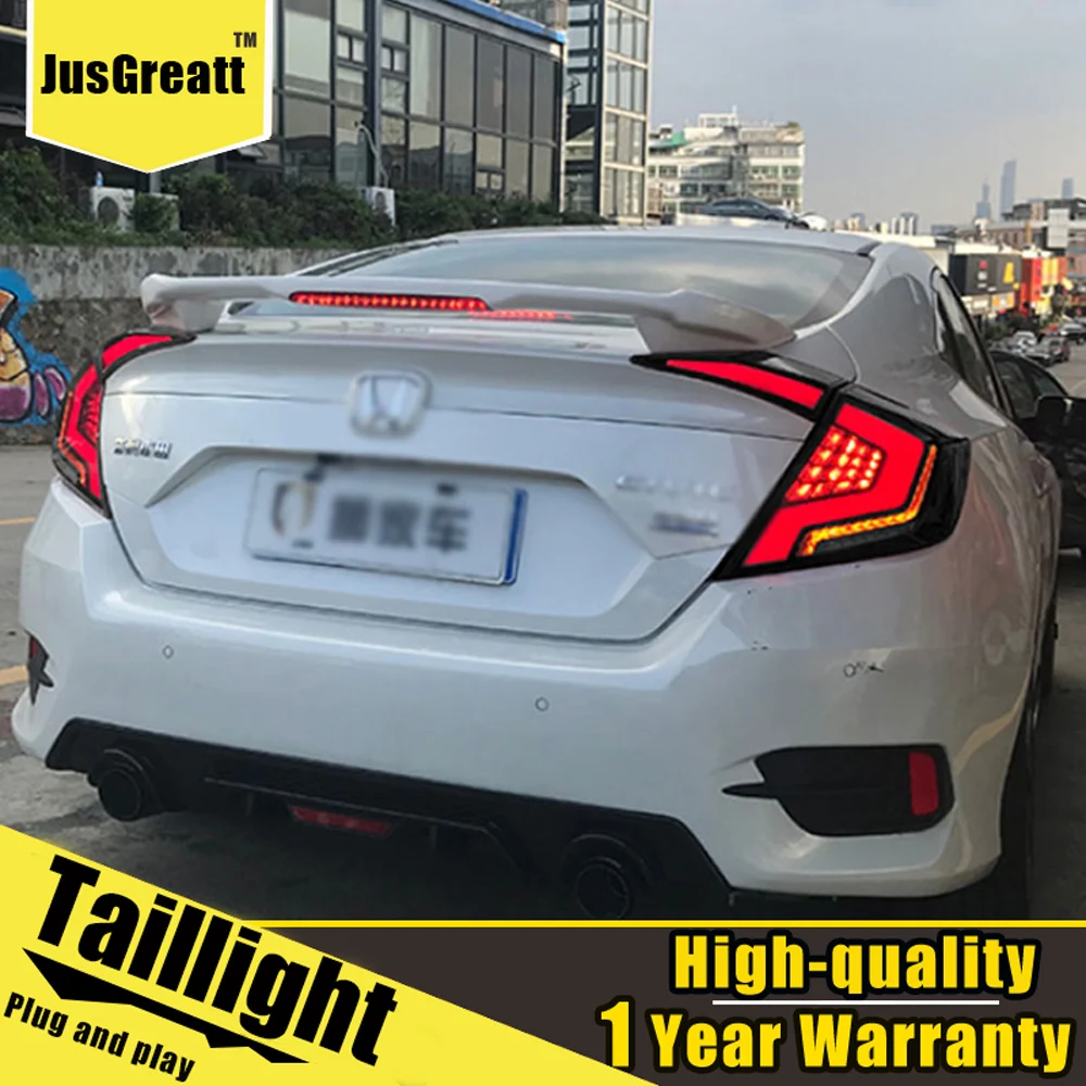 

2pcs Car Styling for Honda Civic 2016-2019 tail lights assembly All LED Rear Lamp+ dynamic turn signal +reverse light