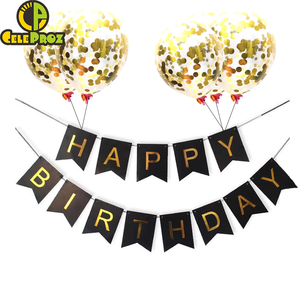 1 Набор С Днем Рождения бумажный флаг баннер розовый Золотой Серебряный конфетти