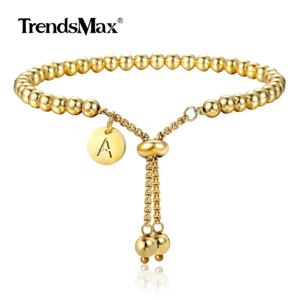 Женский золотистый браслет с бусинами 5 мм|Цепочки и браслеты| |