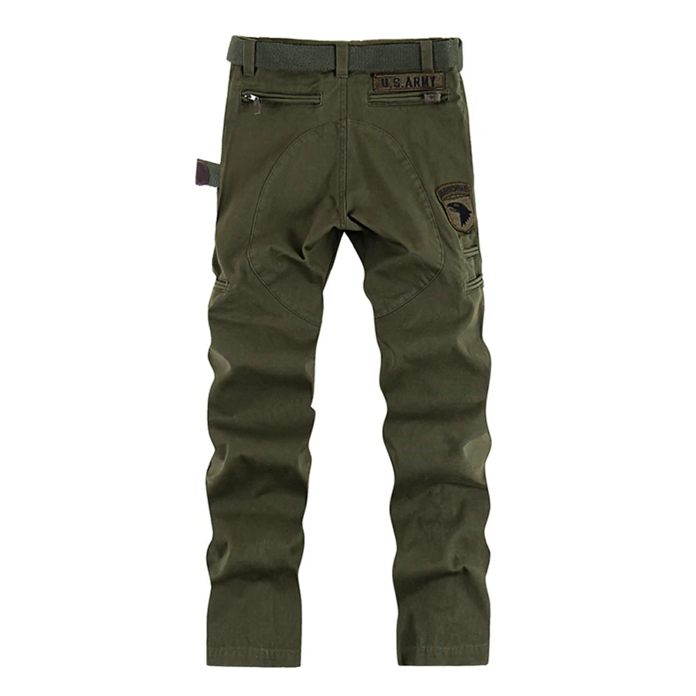 Брюки-карго мужские в стиле милитари осенние свободные рабочие прямые штаны для