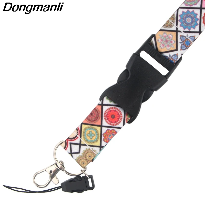 

PC234 Wholesale 20pcs/ lot Mandala Flower Keychain Lanyards Id Badge Holder ID Card Pass Gym Mobile Badge Holder Key Strap