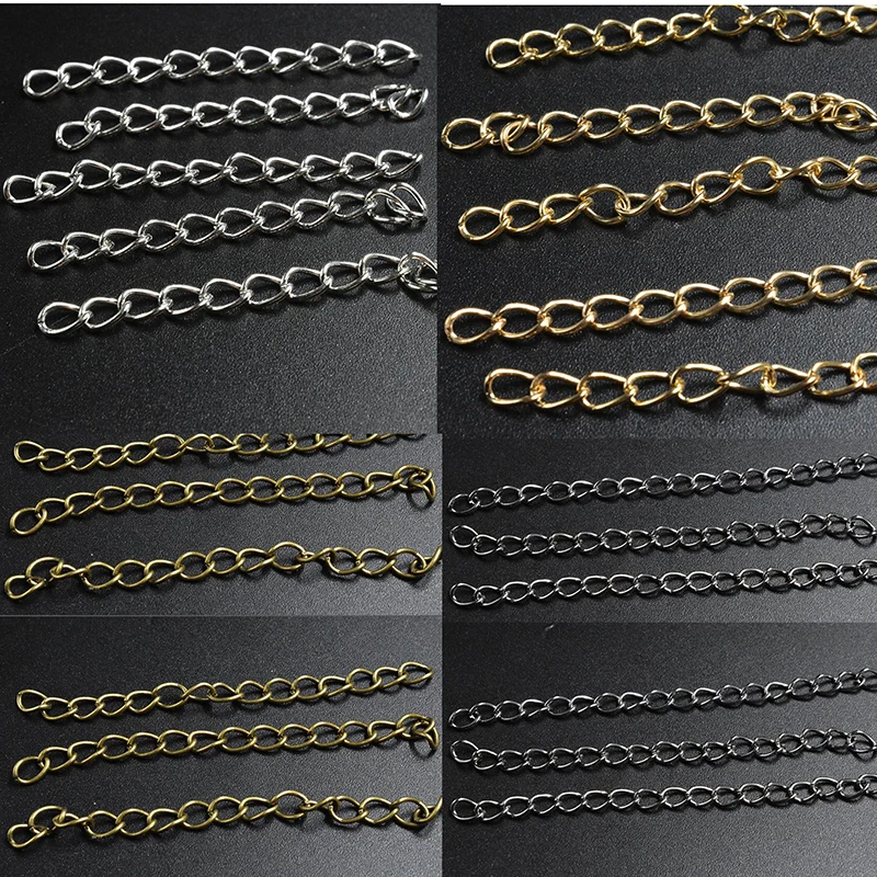 

FLTMRH 100pcs/lot 50mm 70mm Necklace Extension Chain Bulk Bracelet Extended Chains Tail Extender For DIY Jewelry Making Findings