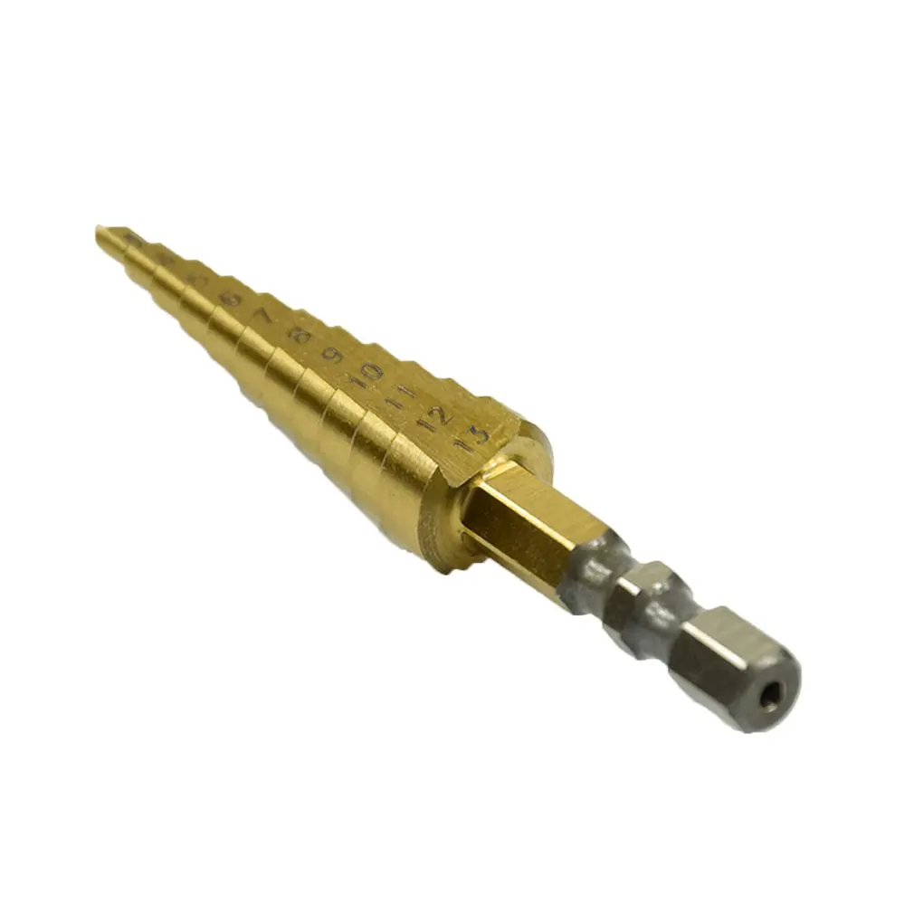 HSS Титан покрытием шаг сверла по металлу, комплект на возраст от 3 до 13 лет мм шестигранным хвостовиком сверло для металла, дерева резак для сверления отверстий инструменты шарошечное буровое долото с резьбовой головкой