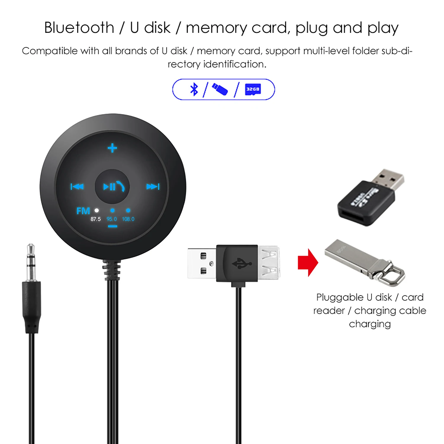 Автомобильный комплект громкой связи Onever беспроводной Bluetooth FM-трансмиттер