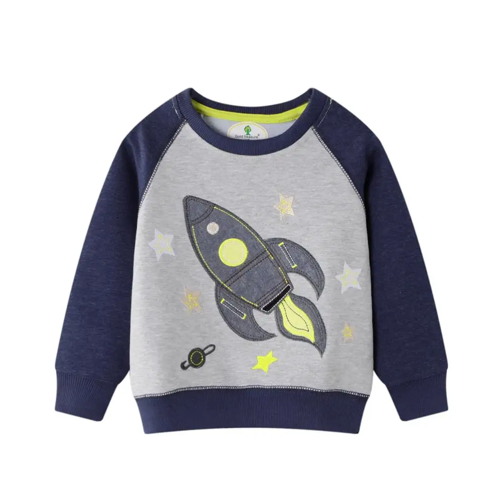 

Autumn Spring Boys Cotton Clothes Rocket Sweater Long Sleeve Embroidery Sweatshirts Top
