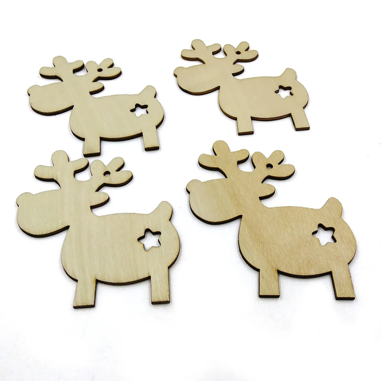 10 шт. деревянное ремесло олень-орнамент сделай сам полая звезда олень-подвеска