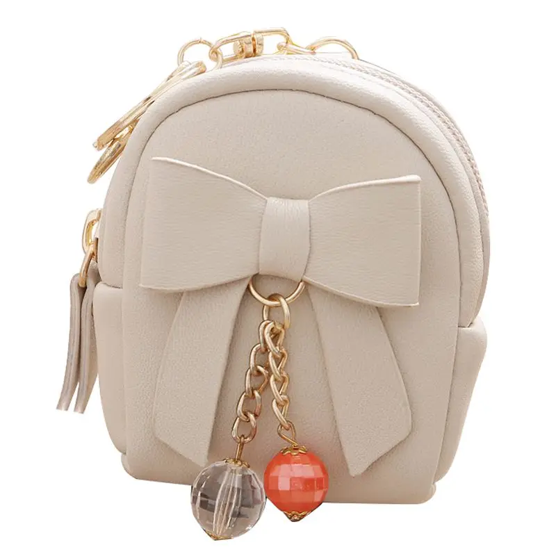 

New Women Mini Backpack Shape Coin Bag Wallet Hand Pouch Purse Key Holder(White)