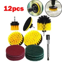 12PCS/Set Electric Drill Brush Scrub Pads Drill Backing Plate Cleaning Tool for Cleaning Bathroom Bathtub Floor Wall Tiles Grout