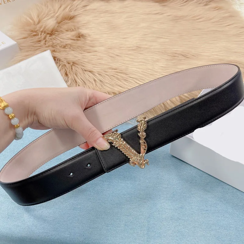 

luxury designer Leather skirt belts for women 2021 jeans versatile double sided belt casual fashion brand leather 4cm belt