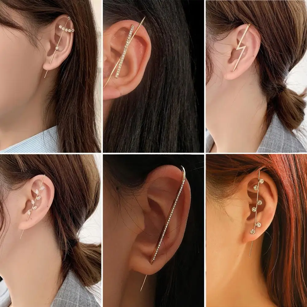 Женские серьги-гвоздики Стразы золотого цвета с длинными иглами крупные