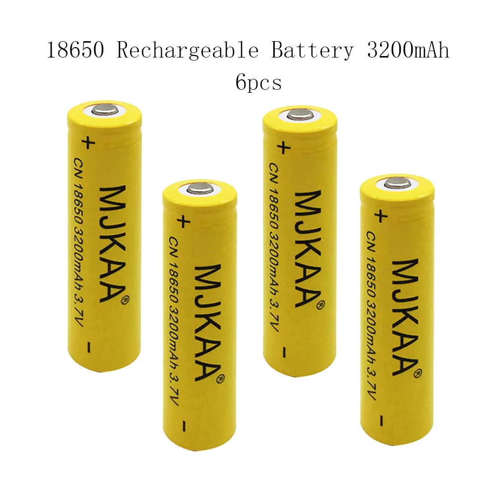 

6pcs 100% New Original Ncr18650B 3.7V 3200mAh 18650 Yellow Lithium Rechargeable Battery Flashlight Batteries