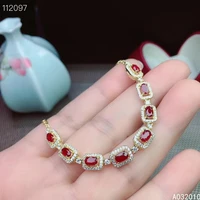 kjjeaxcmy fine jewelry 925 sterling silver inlaid gemstone ruby women hand bracelet lovely support detection hot selling