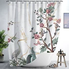 Разноцветные занавески для душа с цветочным мотивом и листьями, декоративные акварельные шторы в ванную комнату, современные аксессуары для ванной комнаты, ткань