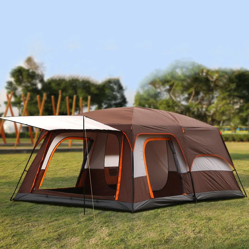 Bestellen Ultra Einer Halle Zwei Schlafzimmer Doppel Schicht 6-12 Person Verwenden Outdoor Party Familie Camping Zelt Große Pavillon