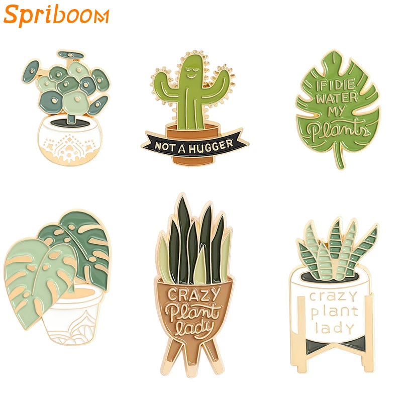 Брошь на лацкан в виде зеленого растения с эмалью для женщин мужчин детей сумка