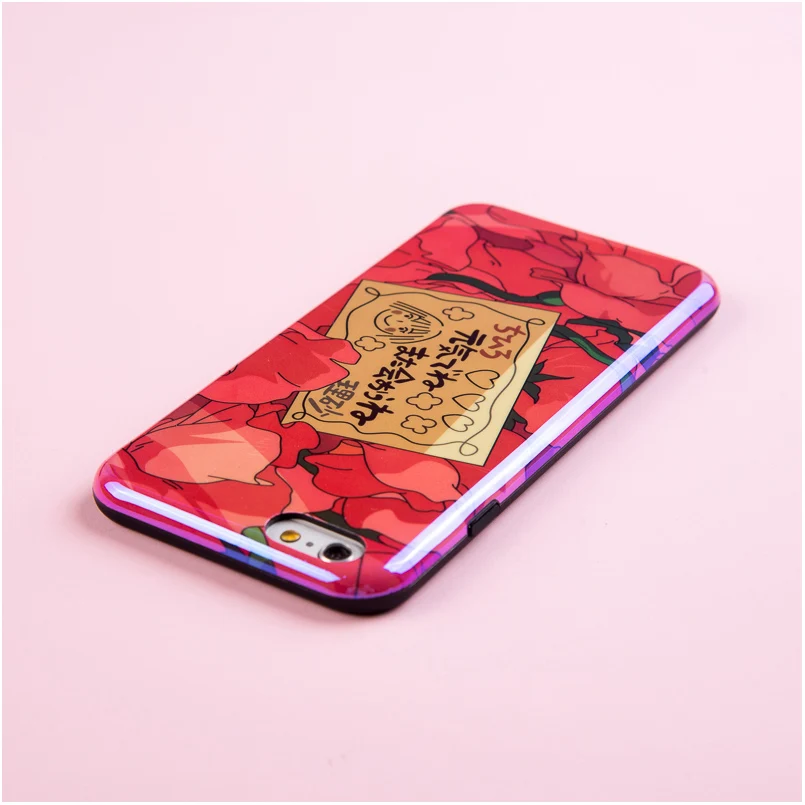 Luxury bling Blue Ray Soft Silicone Case for iPhone XR 6 6S 7 8 Plus X XS Max Cover Cute Girl Hot Pink Pattern Japan OAD Coque |