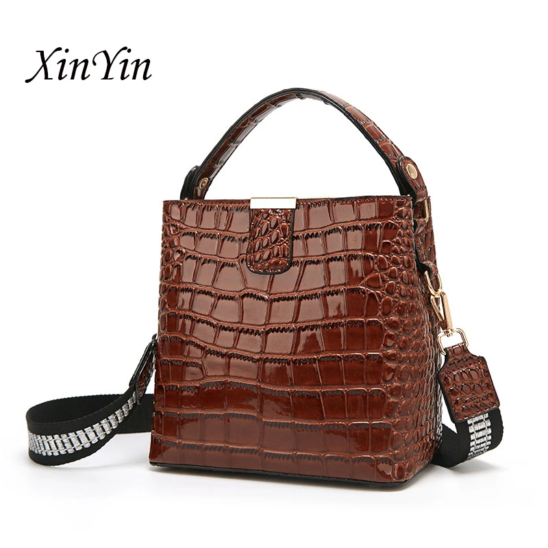 

Роскошные высококачественные сумки-ведра с принтом аллигатора, модные брендовые дизайнерские сумки через плечо, вместительная сумка для ж...