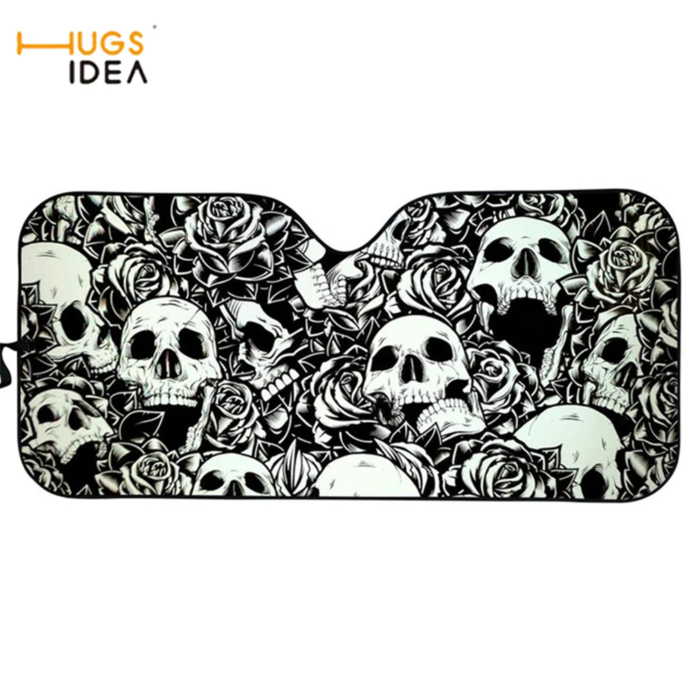 

New Car Sunshade for Front Windows Cool Swirl 3D Skull Pattern Windshield Sun Shade for SUV Keep Auto/Vehicle Cool 2021