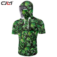 cjlm green ninja short sleeved mask hooded t shirt tattoo tee skull gothic hoodies tops oversized t shirt wholesale clother men