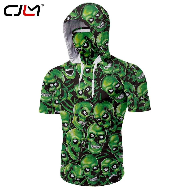 Футболка CJLM с коротким рукавом и капюшоном в виде маски ниндзя футболка рисунком