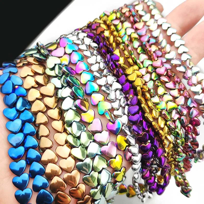 Синие золотые зеленые красные фиолетовые 6/8 мм персиковые сердца гематит