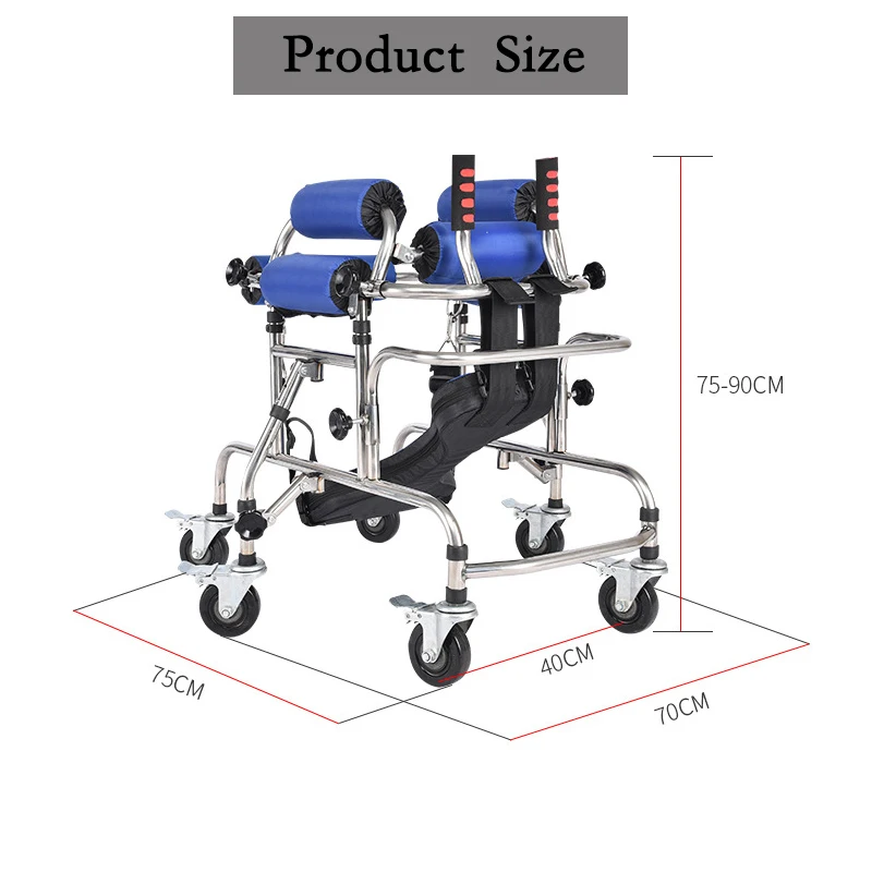 

85-120CM Height 6 Unversal Brake Wheels Rehabilitation Equipment Help Disabled Kids Hemiplegia Training Walker Aid