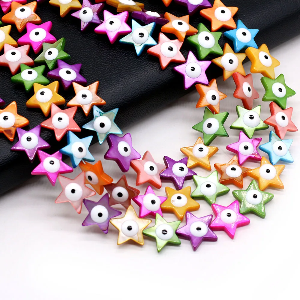 

New Five-pointed Star Eye Shell Beads Natural Mother of Pearl Heart Evil Eye Loose Bead for Jewelry Making DIY Necklace Bracelet