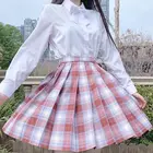 Женская плиссированная мини-юбка Jin Yu, красно-белая клетчатая мини-юбка с высокой талией, Студенческая форма JK Y2K 90S на лето