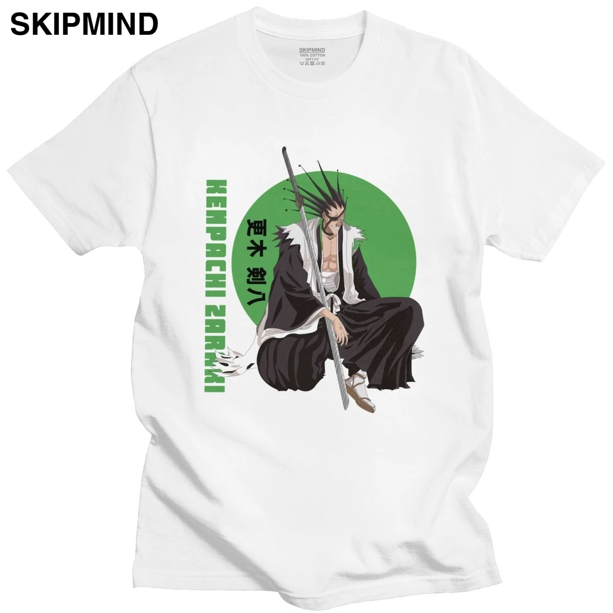 Модная мужская футболка с рисунком манги кенпачи зараки Повседневная круглым