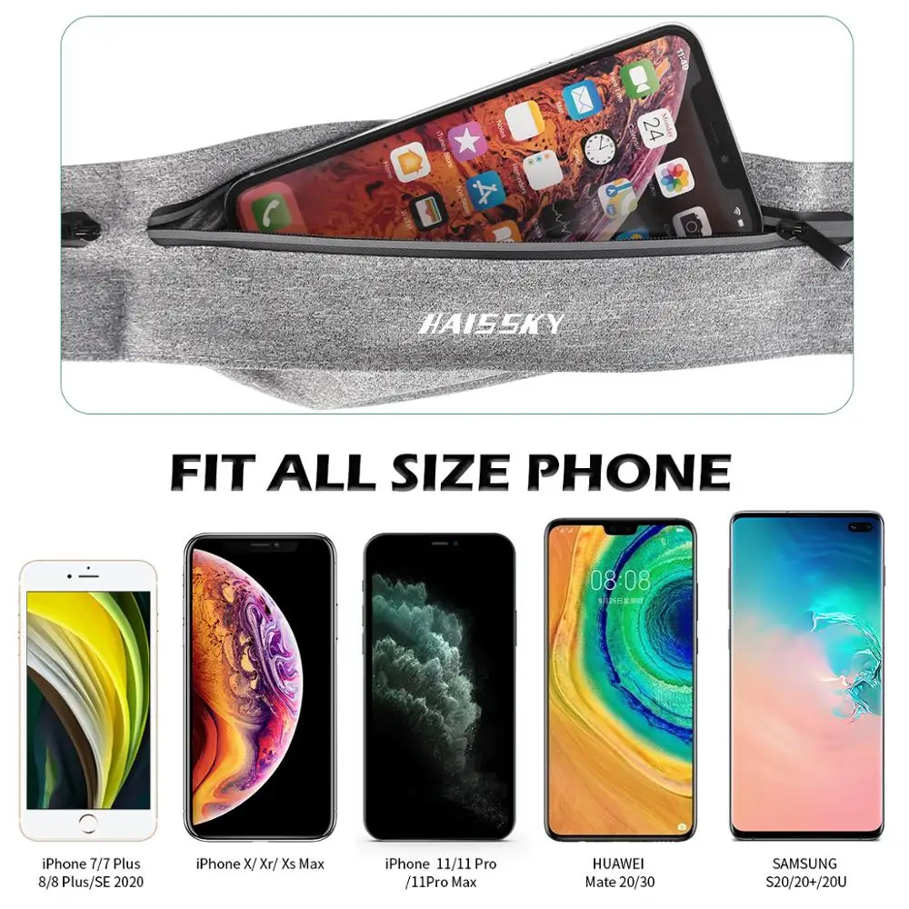 Спортивная поясная сумка Haissky для бега мужчин и женщин ремень iPhone 13 12 11 Pro Max