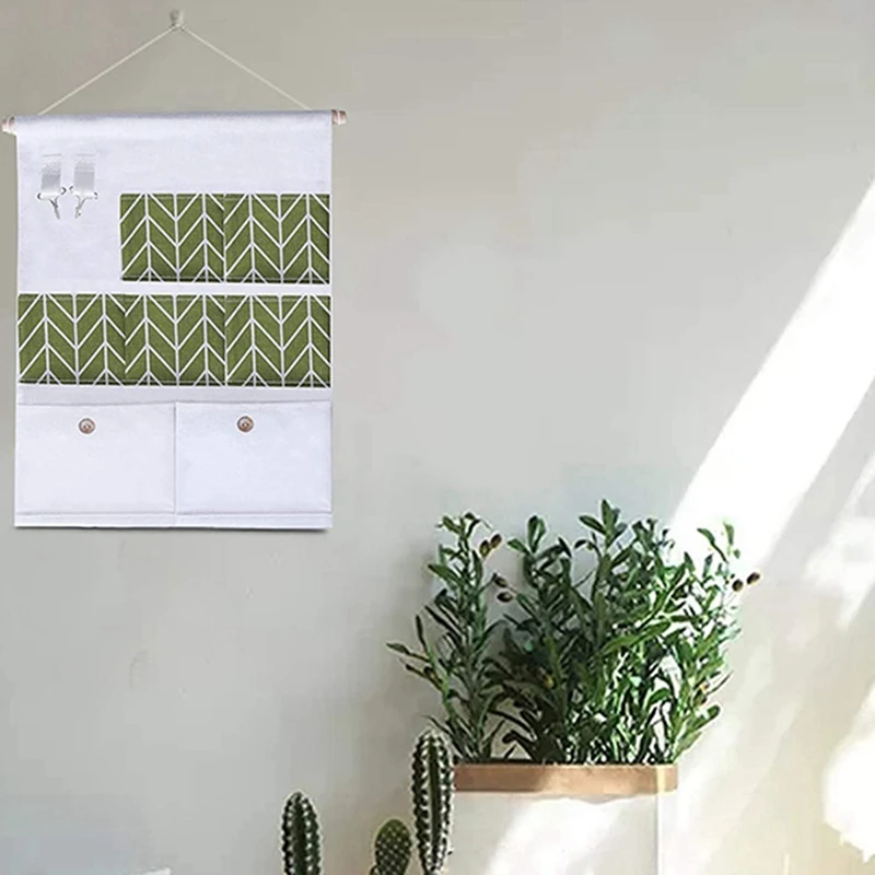 

Hanging Closet Storage Bag, Linen Cotton Wall-Mounted Storage Bag, Door Wall-Mounted Pocket Storage Bag (2 PCS)