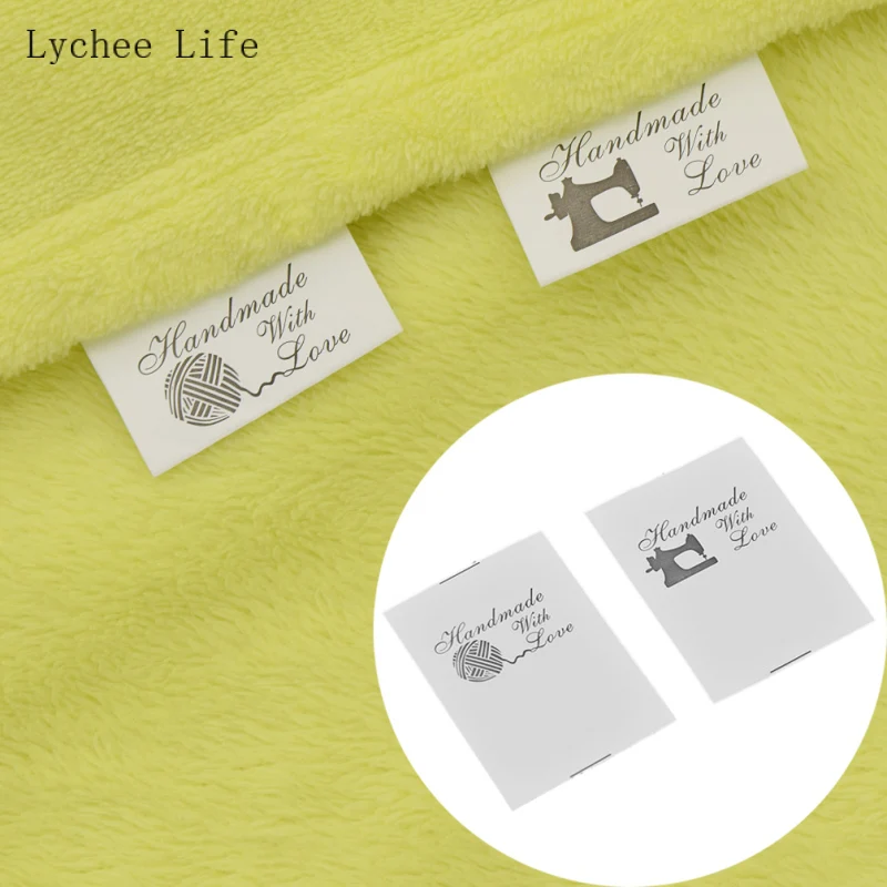 

Lychee Life 100Pcs 6x4cm Handmade With Love Cloth Labels For Sewing Diy Pillow Quilt Garments Bags
