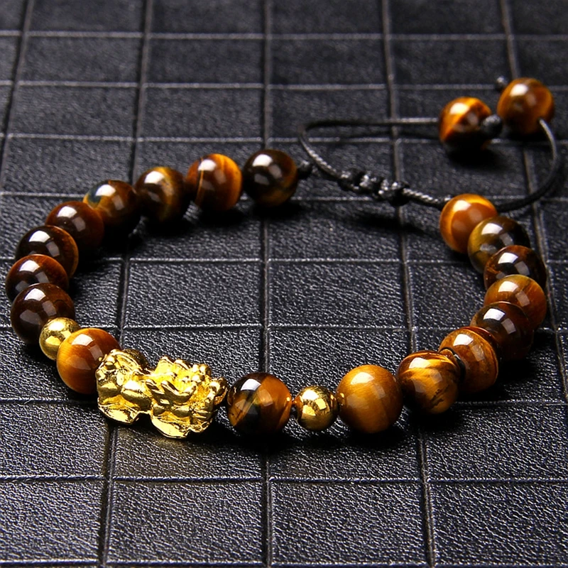 

Feng Shui Obsidian agates Stone Bracelet PIXIU Brave Troops Charm Beads Women Men Unisex Bring Lucky Wealth attractive gift