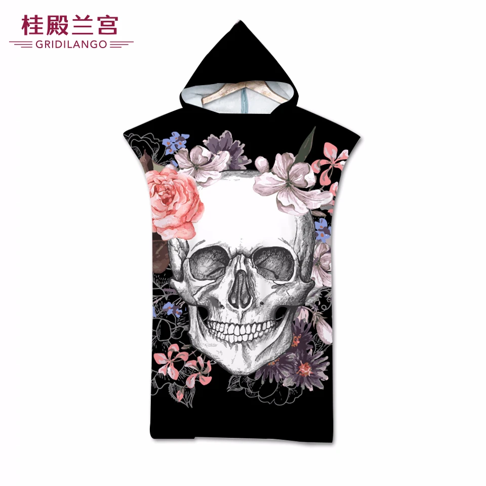 Сахарный Череп двусторонний Печатный узор цветочный с капюшоном банное