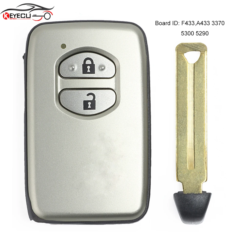 

KEYECU Board ID: F433 A433 271451-3370 / 5300 / 5290 Smart Card Remote Key Fob for Toyota IQ Vitz Ractis Aqua Corolla