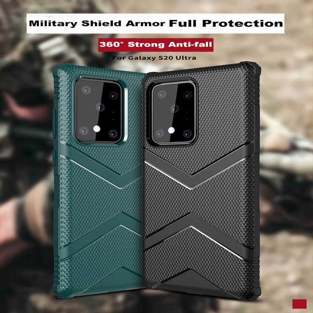 

Military Rugged Rubber Shockproof Case For Samsung Galaxy S20 Ultra Built-in Anti-fall Air-bag for Galaxy S10 Note 10 Plus