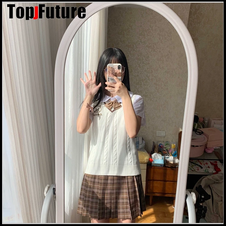 Новинка японская форма JK вязаный жилет свитер школьная кардиганы белый с