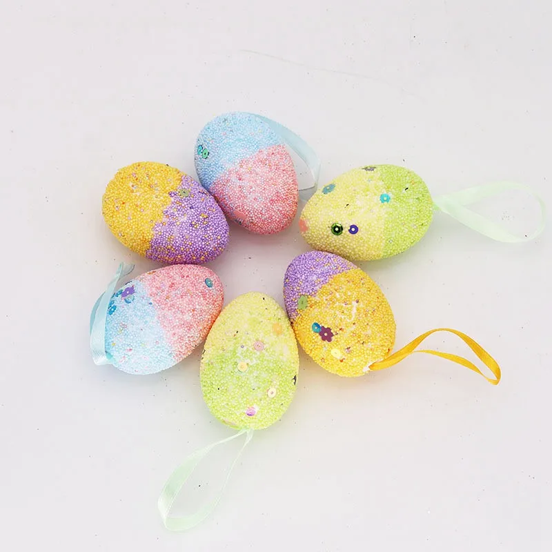 

Easter Party Decorations Hanging Glitter Sparkling 6 Eggs Gifts Crafts 5*7cm Hang